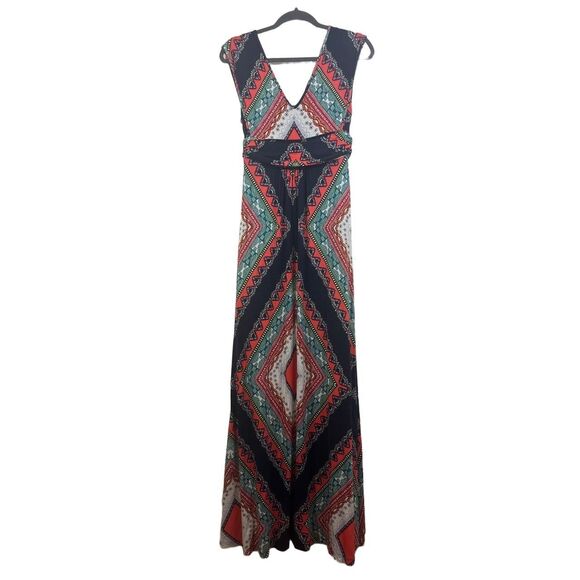 Maeve Maxi Dress Small Multicolor Geometric VNeck Cinched Waist Sleeveless Print - Picture 7 of 16